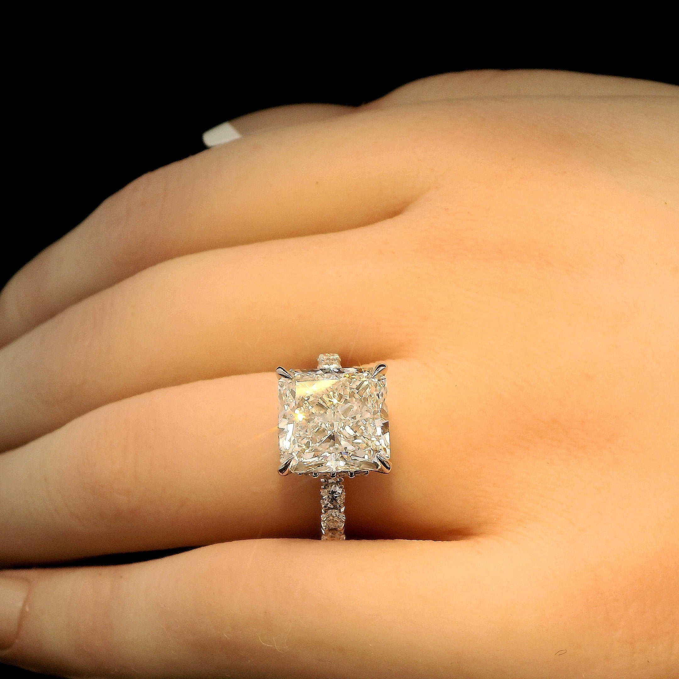 MaMél Lux 6ct square Radiant Lab Grown Diamond Ring in Platinum