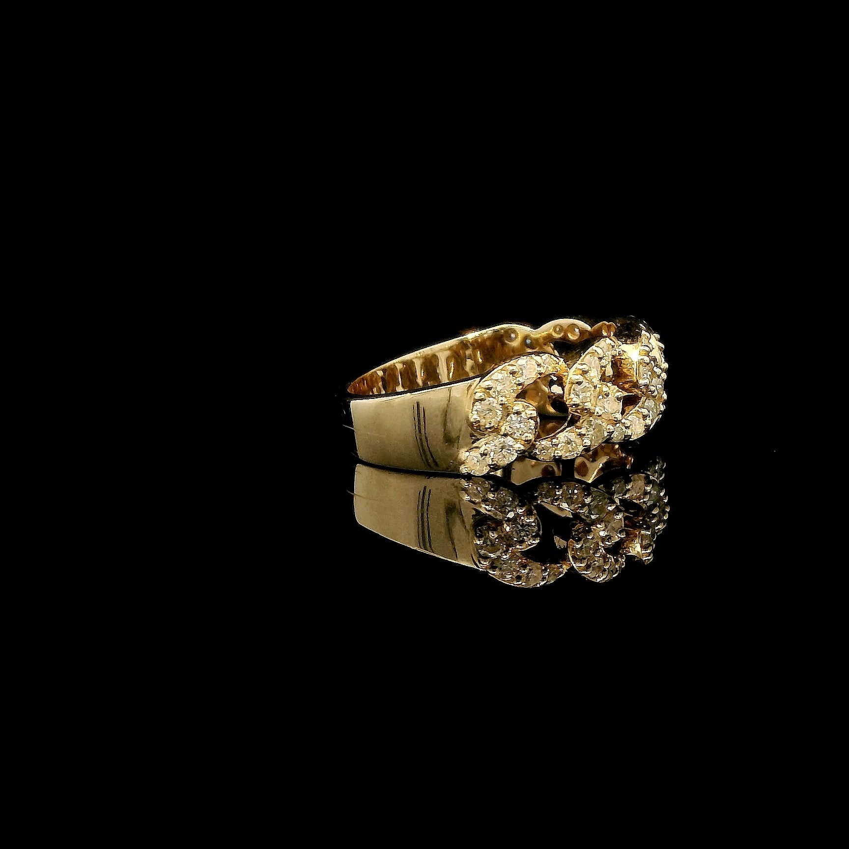 Natural Diamond Cuban Gold Band