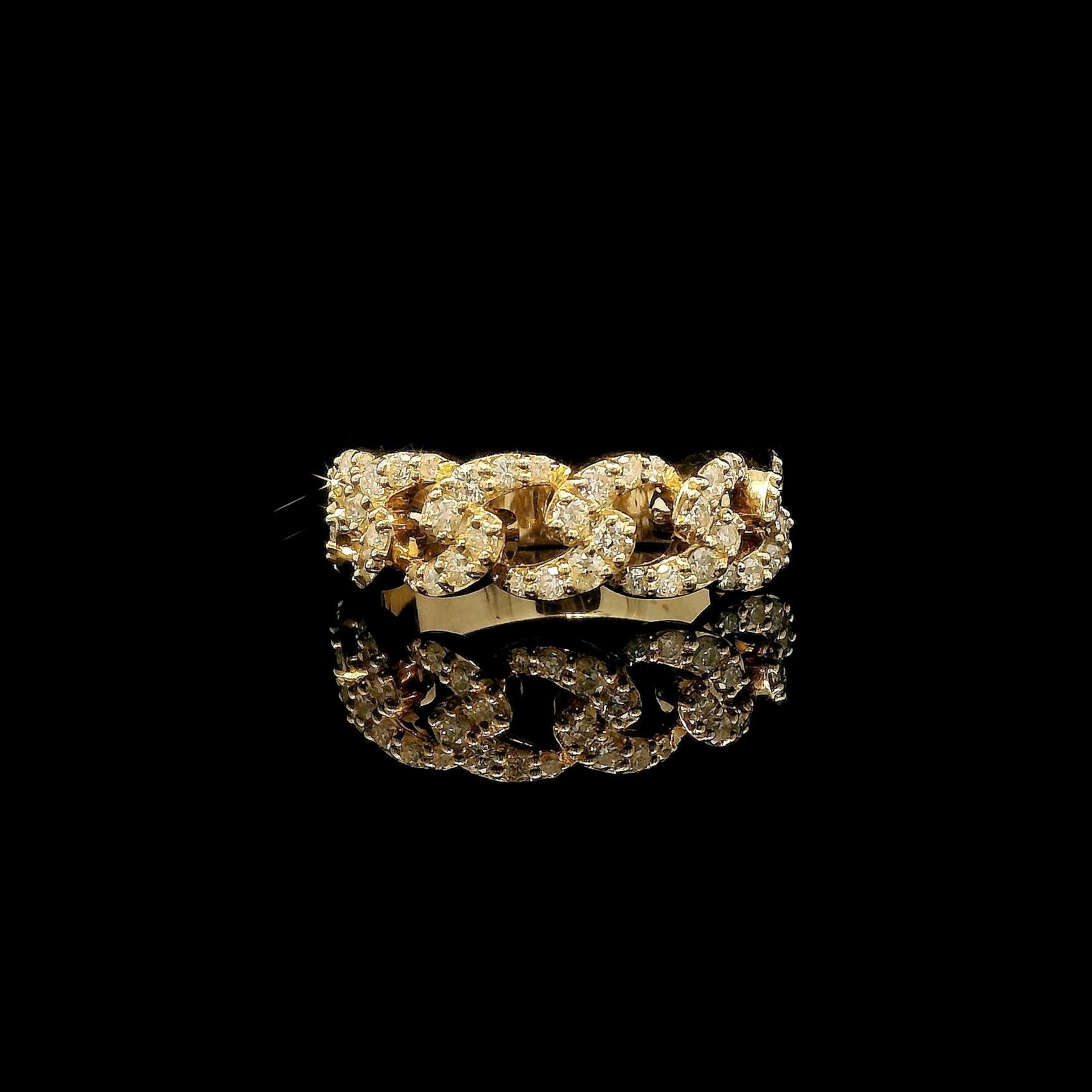 Natural Diamond Cuban Gold Band