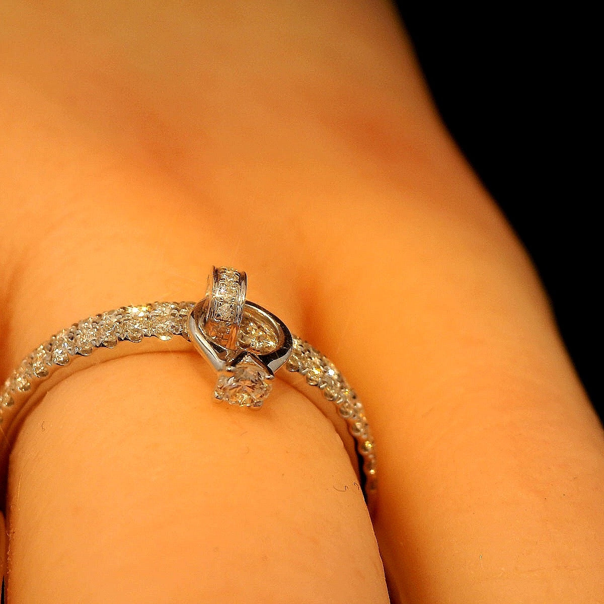 Diamond Promise Ring with Engagement Ring Charm