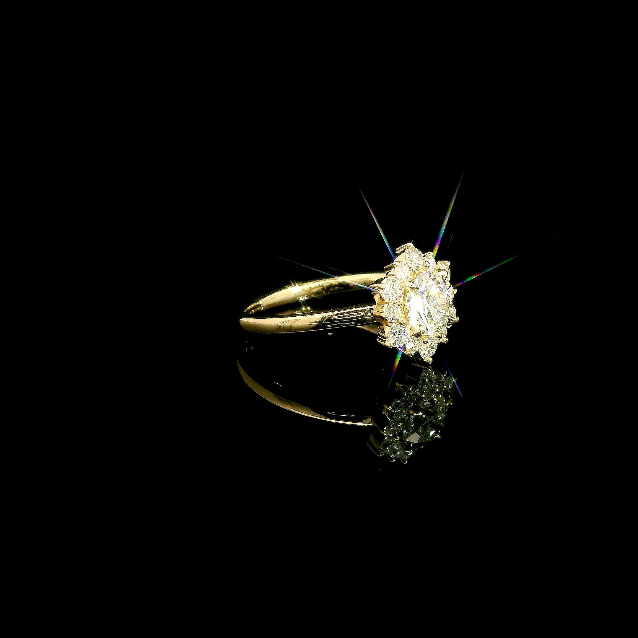 Full bloom flower engagement ring