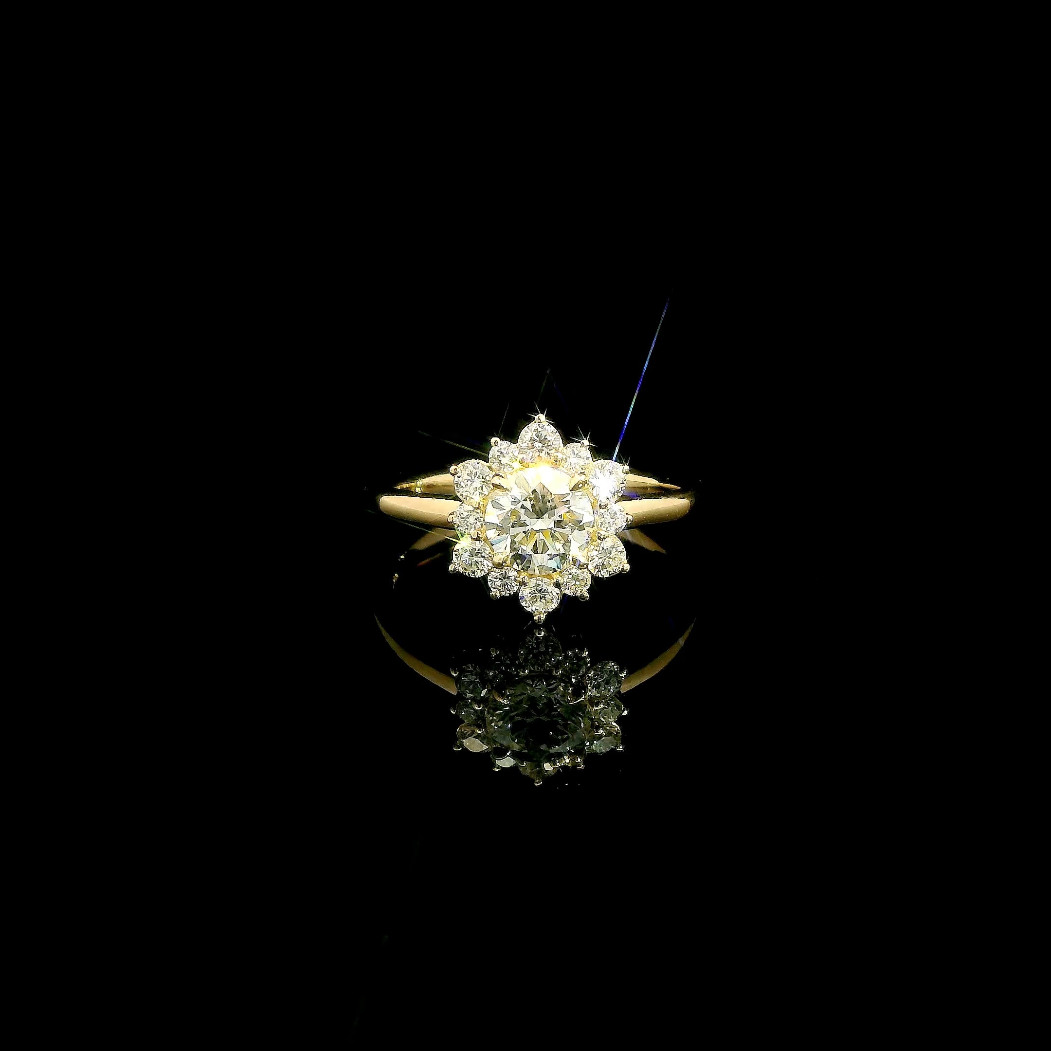 Full bloom flower engagement ring