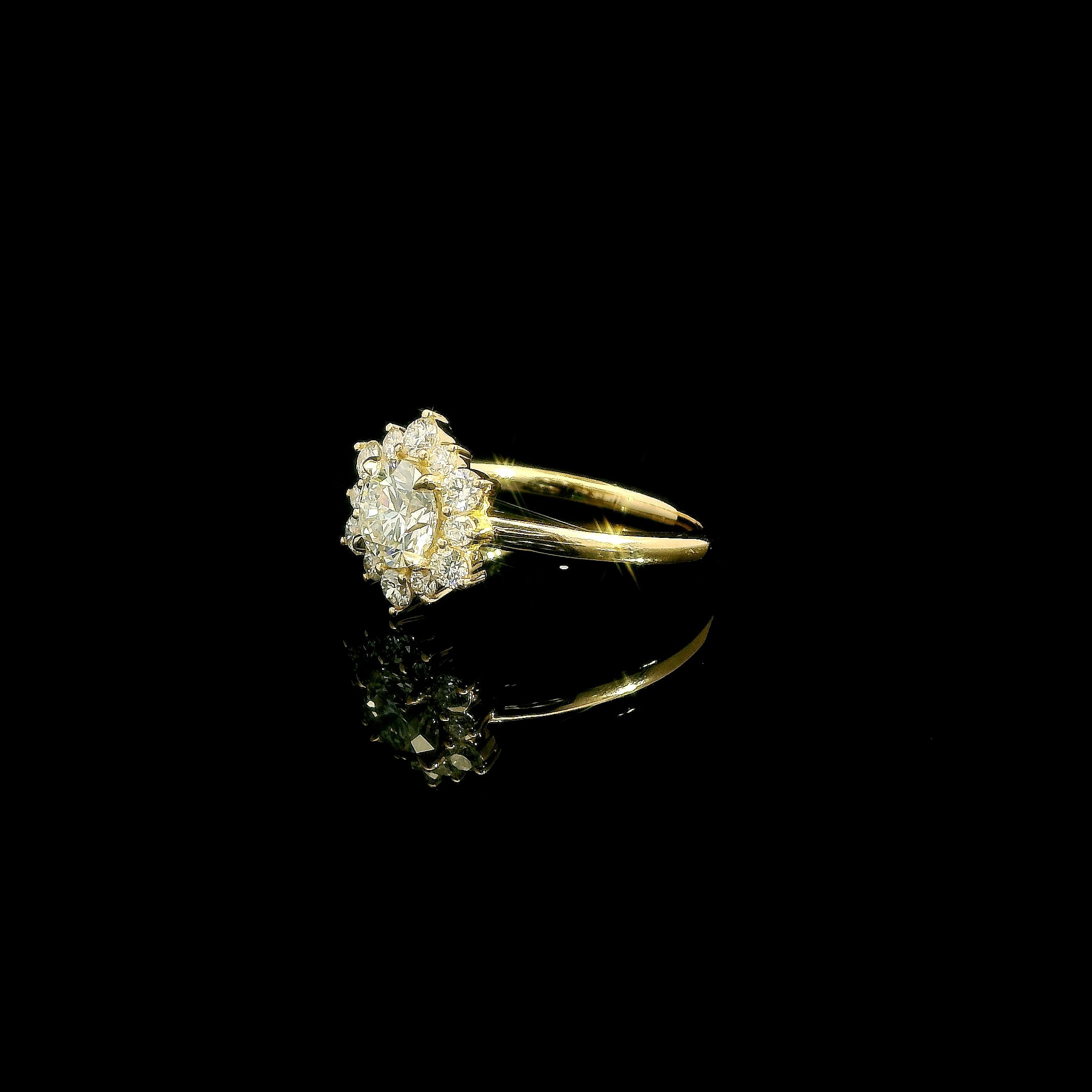 Full bloom flower engagement ring