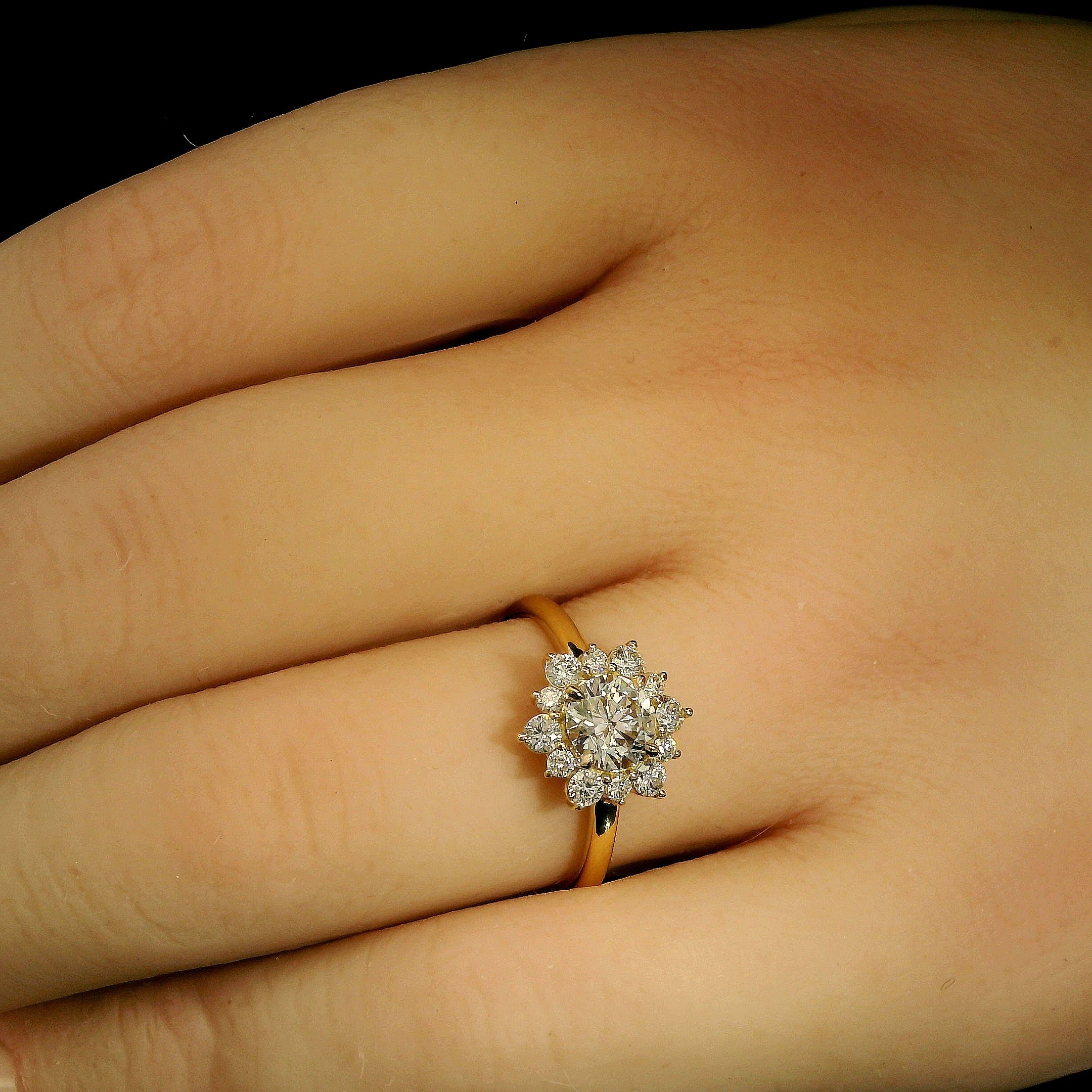 Full bloom flower engagement ring