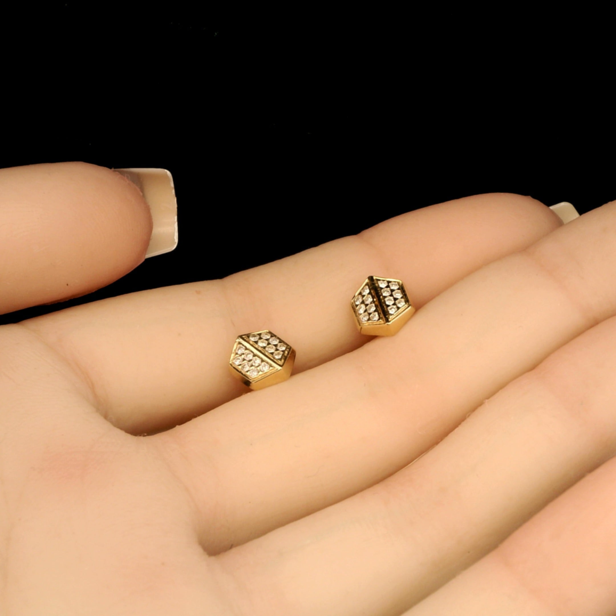 Honeycomb inspired Hexagon Diamond Earrings