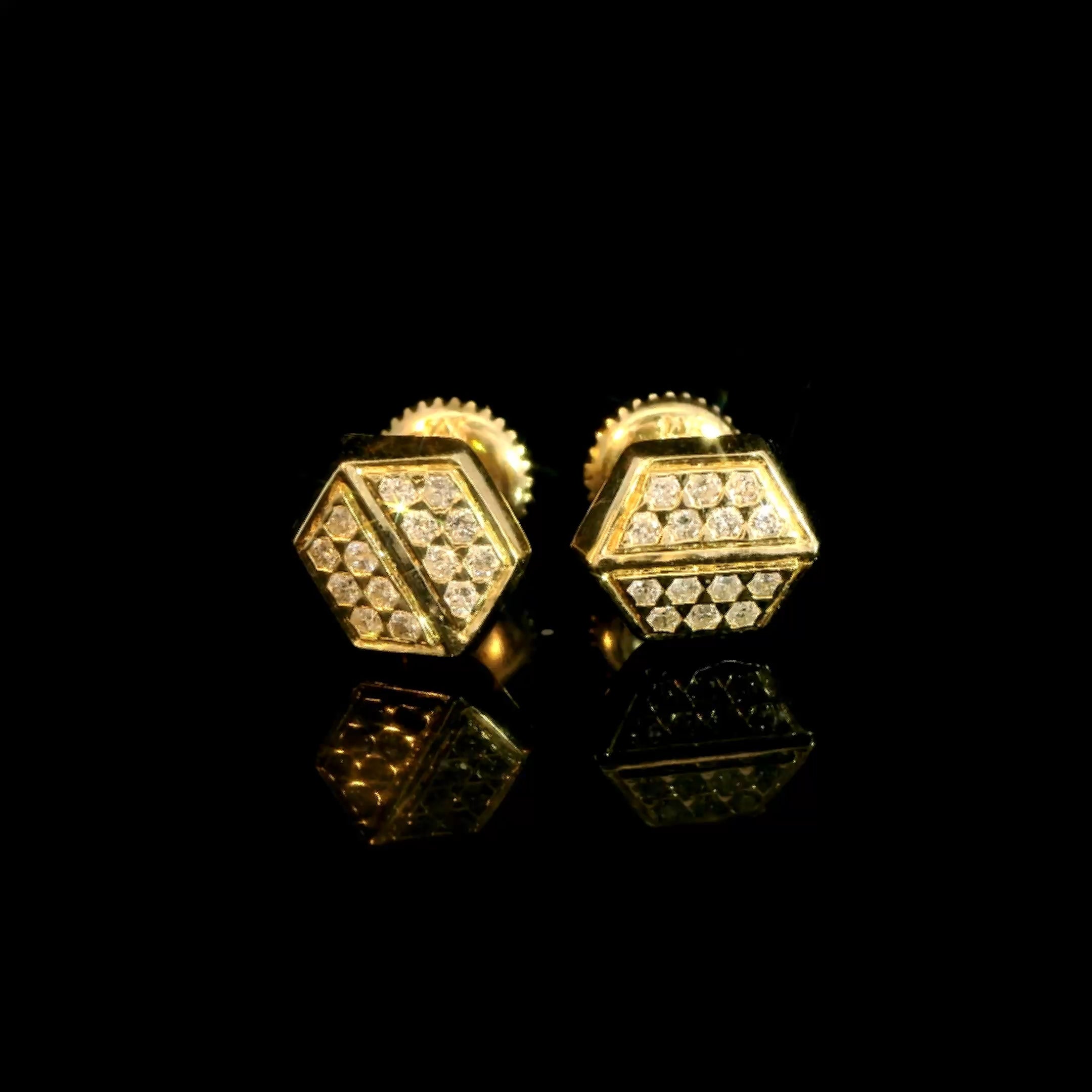 Honeycomb inspired Hexagon Diamond Earrings