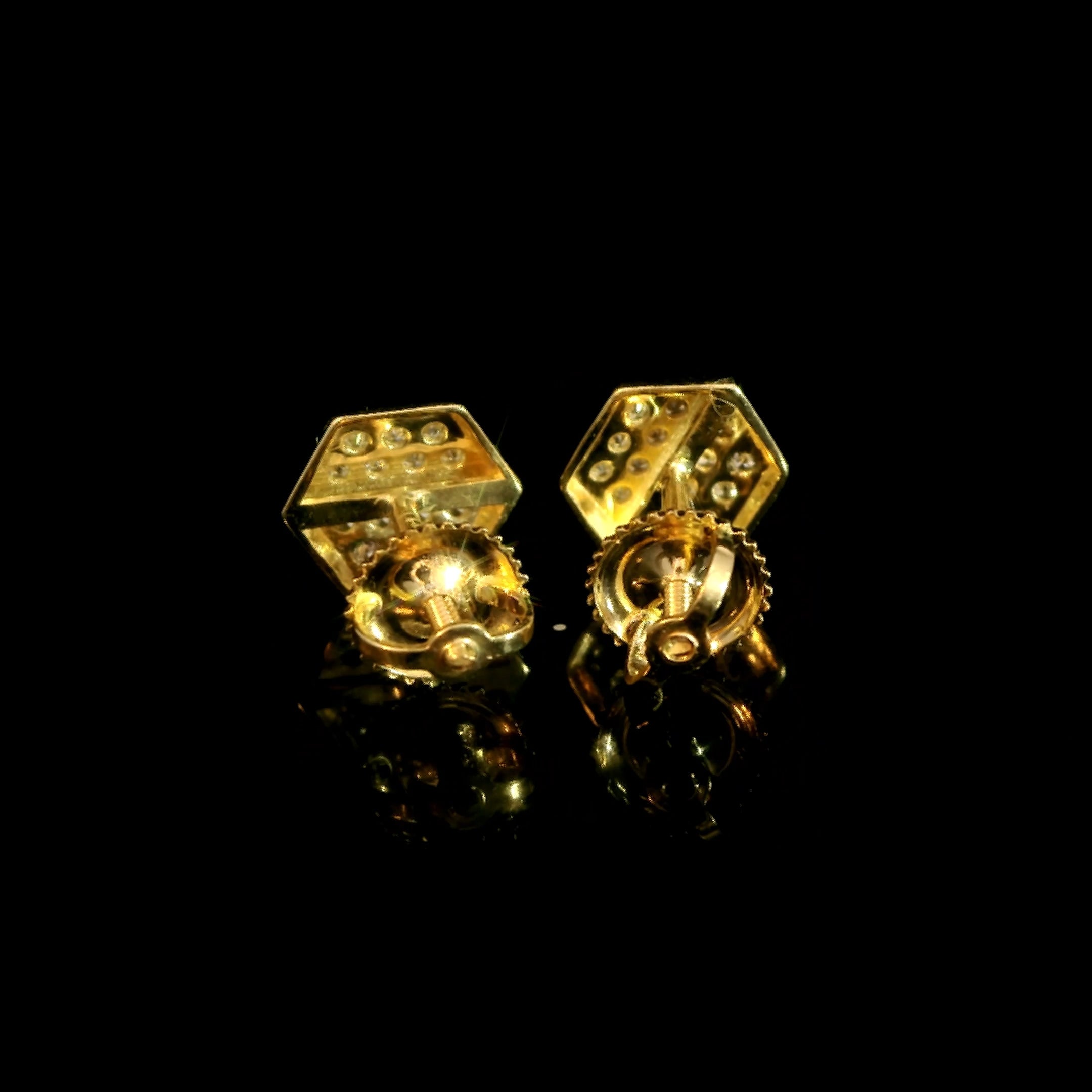 Honeycomb inspired Hexagon Diamond Earrings