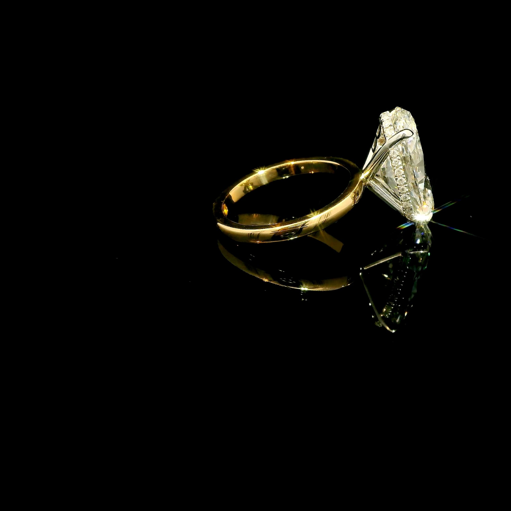 6.50 Carat Oval Lab Grown Diamond Hidden Birthstone and initials Engagement Ring